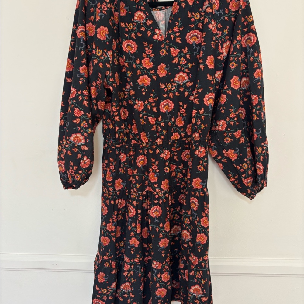 THE GREAT. Floral  Long Sleeve Mini Sundress